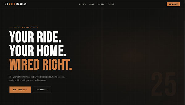 Get Wired Okanagan website, built by International Web Pro