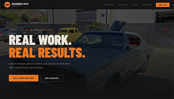 Neighbors Auto Repair website, built by International Web Pro
